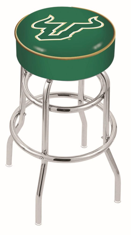University of South Florida 25-Inch Swivel Backless Counter Stool w/ Chrome Finish, Double-Ring Base, Cushion Seat 1 University of South Florida 25-Inch Swivel Backless Counter Stool w/ Chrome Finish, Double-Ring Base, Cushion Seat