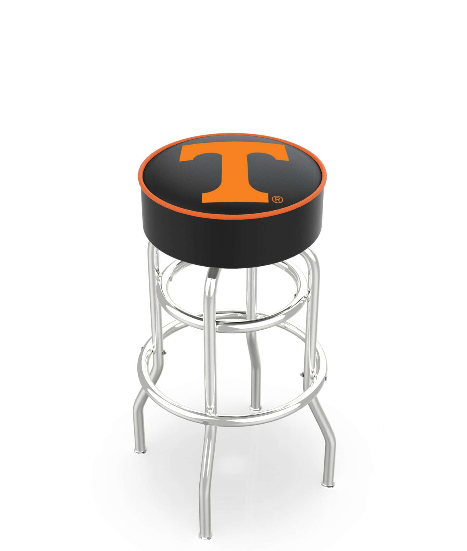 University of Tennessee 25-Inch Swivel Backless Counter Stool w/ Chrome Finish, Double-Ring Base, Cushion Seat 1 University of Tennessee 25-Inch Swivel Backless Counter Stool w/ Chrome Finish, Double-Ring Base, Cushion Seat