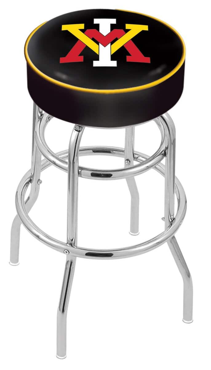 Virginia Military Institute 25-Inch Swivel Backless Counter Stool w/ Chrome Finish, Double-Ring Base, Cushion Seat 1 Virginia Military Institute 25-Inch Swivel Backless Counter Stool w/ Chrome Finish, Double-Ring Base, Cushion Seat