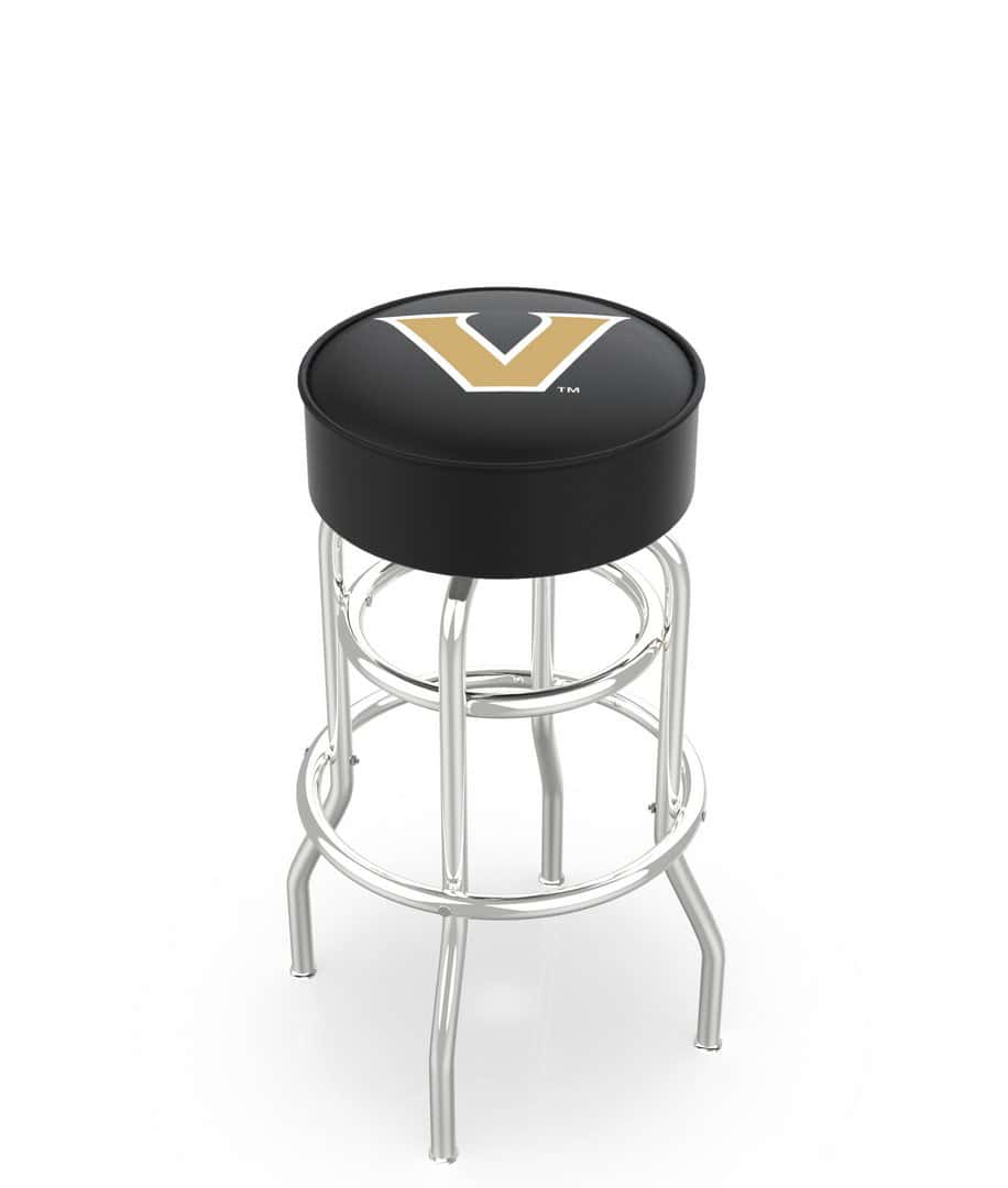 Vanderbilt University 25-Inch Swivel Backless Counter Stool w/ Chrome Finish, Double-Ring Base, Cushion Seat 1 Vanderbilt University 25-Inch Swivel Backless Counter Stool w/ Chrome Finish, Double-Ring Base, Cushion Seat