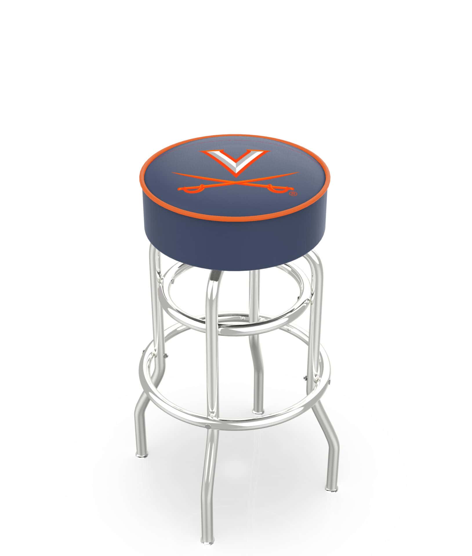 University of Virginia 25-Inch Swivel Backless Counter Stool w/ Chrome Finish, Double-Ring Base, Cushion Seat 1 University of Virginia 25-Inch Swivel Backless Counter Stool w/ Chrome Finish, Double-Ring Base, Cushion Seat