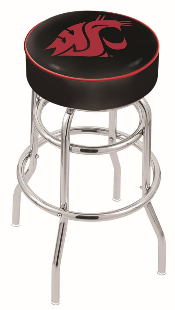 Washington State University 25-Inch Swivel Backless Counter Stool w/ Chrome Finish, Double-Ring Base, Cushion Seat 1 Washington State University 25-Inch Swivel Backless Counter Stool w/ Chrome Finish, Double-Ring Base, Cushion Seat