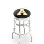 Appalachian State University 30-Inch Swivel Backless Bar Stool w/ Chrome Finish, Double-Ring Base, 2.75-Inch Chrome Ribbed Ring, 2.5-Inch Cushion Seat 3 Appalachian State University 30-Inch Swivel Backless Bar Stool w/ Chrome Finish, Double-Ring Base, 2.75-Inch Chrome Ribbed Ring, 2.5-Inch Cushion Seat