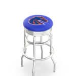 Boise State University 25-Inch Swivel Backless Counter Stool w/ Chrome Finish, Double-Ring Base, 2.75-Inch Chrome Ribbed Ring, 2.5-Inch Cushion Seat 3 Boise State University 25-Inch Swivel Backless Counter Stool w/ Chrome Finish, Double-Ring Base, 2.75-Inch Chrome Ribbed Ring, 2.5-Inch Cushion Seat