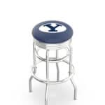 Brigham Young University 25-Inch Swivel Backless Counter Stool w/ Chrome Finish, Double-Ring Base, 2.75-Inch Chrome Ribbed Ring, 2.5-Inch Cushion Seat 3 Brigham Young University 25-Inch Swivel Backless Counter Stool w/ Chrome Finish, Double-Ring Base, 2.75-Inch Chrome Ribbed Ring, 2.5-Inch Cushion Seat