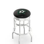 Dallas Stars 30-Inch Swivel Backless Bar Stool w/ Chrome Finish, Double-Ring Base, 2.75-Inch Chrome Ribbed Ring, 2.5-Inch Cushion Seat 3 Dallas Stars 30-Inch Swivel Backless Bar Stool w/ Chrome Finish, Double-Ring Base, 2.75-Inch Chrome Ribbed Ring, 2.5-Inch Cushion Seat