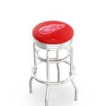 Detroit Red Wings 30-Inch Swivel Backless Bar Stool w/ Chrome Finish, Double-Ring Base, 2.75-Inch Chrome Ribbed Ring, 2.5-Inch Cushion Seat 3 Detroit Red Wings 30-Inch Swivel Backless Bar Stool w/ Chrome Finish, Double-Ring Base, 2.75-Inch Chrome Ribbed Ring, 2.5-Inch Cushion Seat