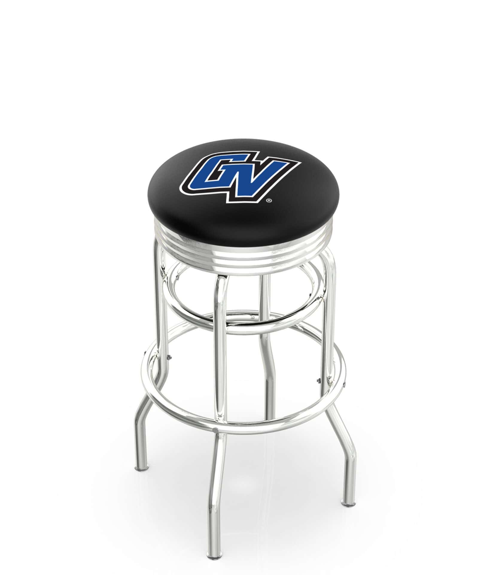 Grand Valley State University 25-Inch Swivel Backless Counter Stool w/ Chrome Finish, Double-Ring Base, 2.75-Inch Chrome Ribbed Ring, 2.5-Inch Cushion Seat 1 Grand Valley State University 25-Inch Swivel Backless Counter Stool w/ Chrome Finish, Double-Ring Base, 2.75-Inch Chrome Ribbed Ring, 2.5-Inch Cushion Seat