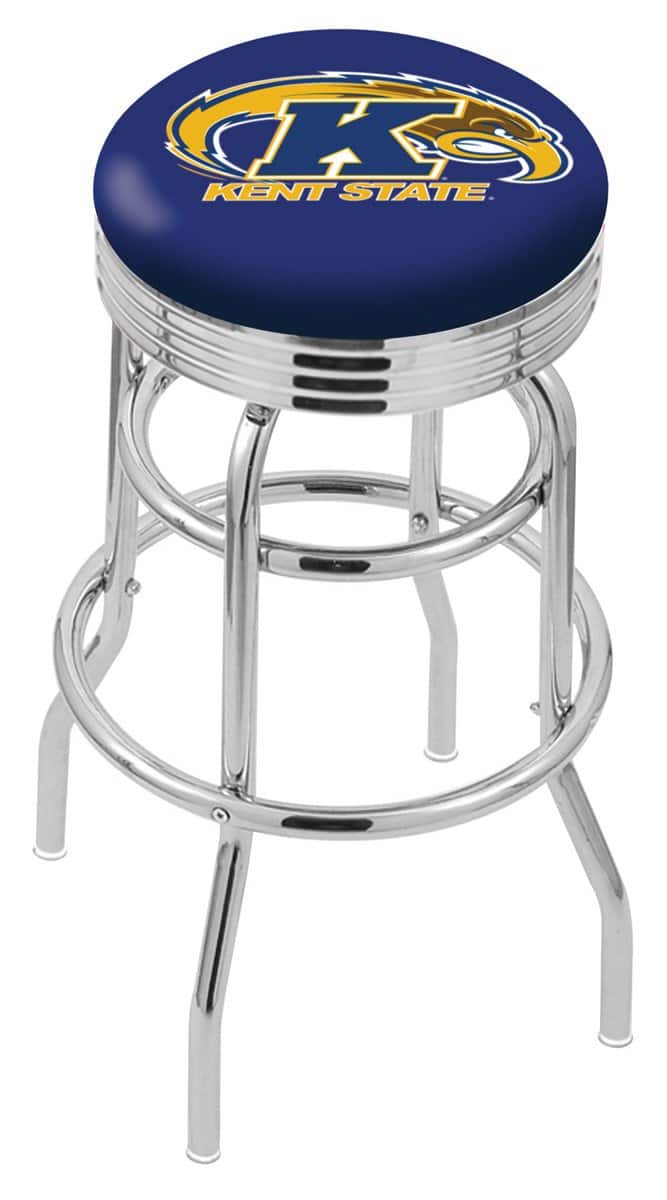 Kent State University 25-Inch Swivel Backless Counter Stool w/ Chrome Finish, Double-Ring Base, 2.75-Inch Chrome Ribbed Ring, 2.5-Inch Cushion Seat 1 Kent State University 25-Inch Swivel Backless Counter Stool w/ Chrome Finish, Double-Ring Base, 2.75-Inch Chrome Ribbed Ring, 2.5-Inch Cushion Seat