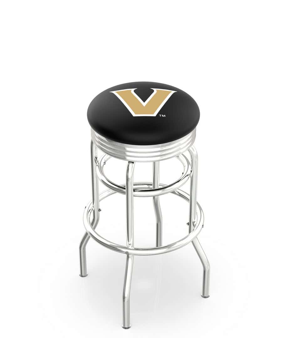 Vanderbilt University 25-Inch Swivel Backless Counter Stool w/ Chrome Finish, Double-Ring Base, 2.75-Inch Chrome Ribbed Ring, 2.5-Inch Cushion Seat 1 Vanderbilt University 25-Inch Swivel Backless Counter Stool w/ Chrome Finish, Double-Ring Base, 2.75-Inch Chrome Ribbed Ring, 2.5-Inch Cushion Seat
