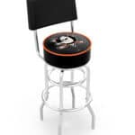 Anaheim Ducks 30-Inch Swivel Bar Stool w/ Chrome Finish, Double-Ring Base, Cushioned Back, 5-Inch Cushion Seat 3 Anaheim Ducks 30-Inch Swivel Bar Stool w/ Chrome Finish, Double-Ring Base, Cushioned Back, 5-Inch Cushion Seat