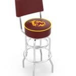 Arizona State University 25-Inch Swivel Counter Stool w/ Chrome Finish, Double-Ring Base, Cushioned Back, 5-Inch Cushion Seat (Sparky Logo)