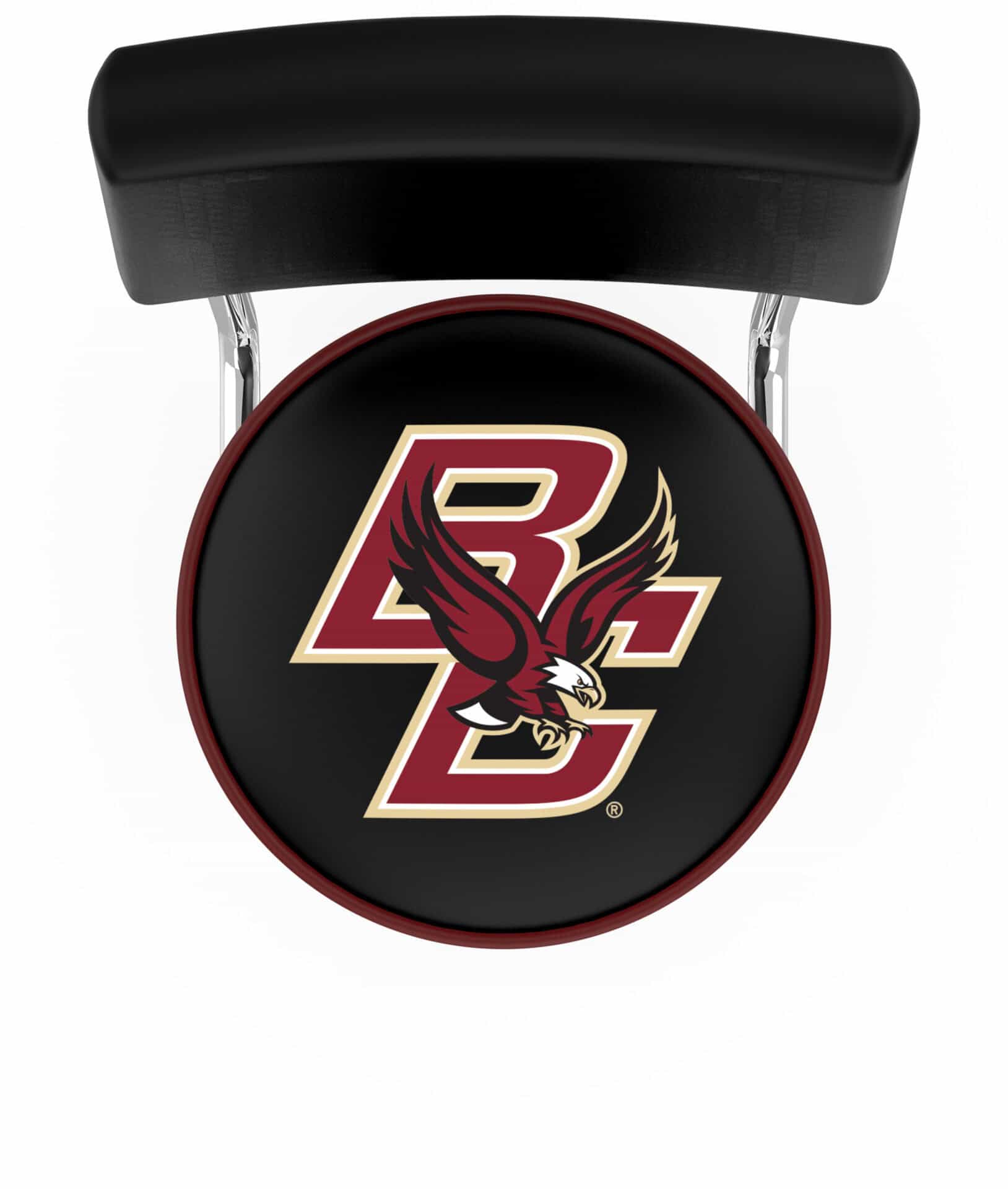 Boston College 25-Inch Swivel Counter Stool w/ Chrome Finish, Double-Ring Base, Cushioned Back, 5-Inch Cushion Seat 2 Boston College 25-Inch Swivel Counter Stool w/ Chrome Finish, Double-Ring Base, Cushioned Back, 5-Inch Cushion Seat - Image 2