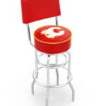 Calgary Flames 30-Inch Swivel Bar Stool w/ Chrome Finish, Double-Ring Base, Cushioned Back, 5-Inch Cushion Seat 3 Calgary Flames 30-Inch Swivel Bar Stool w/ Chrome Finish, Double-Ring Base, Cushioned Back, 5-Inch Cushion Seat