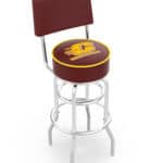 Central Michigan University 25-Inch Swivel Counter Stool w/ Chrome Finish, Double-Ring Base, Cushioned Back, 5-Inch Cushion Seat