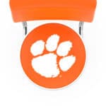 Clemson University 30-Inch Swivel Bar Stool w/ Chrome Finish, Double-Ring Base, Cushioned Back, 5-Inch Cushion Seat