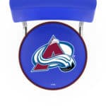 Colorado Avalanche 30-Inch Swivel Bar Stool w/ Chrome Finish, Double-Ring Base, Cushioned Back, 5-Inch Cushion Seat