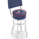 Columbus Blue Jackets 30-Inch Swivel Bar Stool w/ Chrome Finish, Double-Ring Base, Cushioned Back, 5-Inch Cushion Seat 3 Columbus Blue Jackets 30-Inch Swivel Bar Stool w/ Chrome Finish, Double-Ring Base, Cushioned Back, 5-Inch Cushion Seat