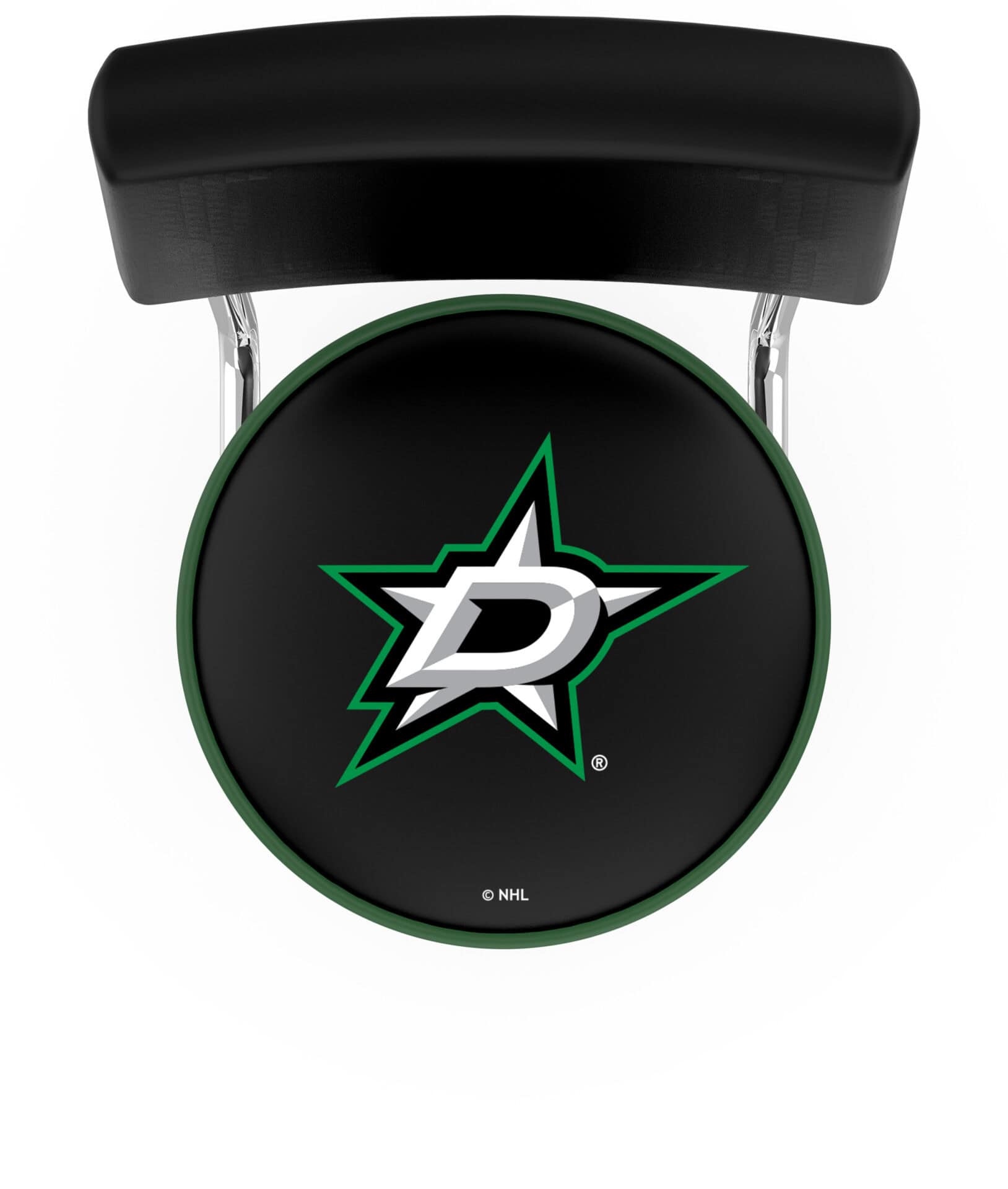 Dallas Stars 30-Inch Swivel Bar Stool w/ Chrome Finish, Double-Ring Base, Cushioned Back, 5-Inch Cushion Seat 2 Dallas Stars 30-Inch Swivel Bar Stool w/ Chrome Finish, Double-Ring Base, Cushioned Back, 5-Inch Cushion Seat - Image 2