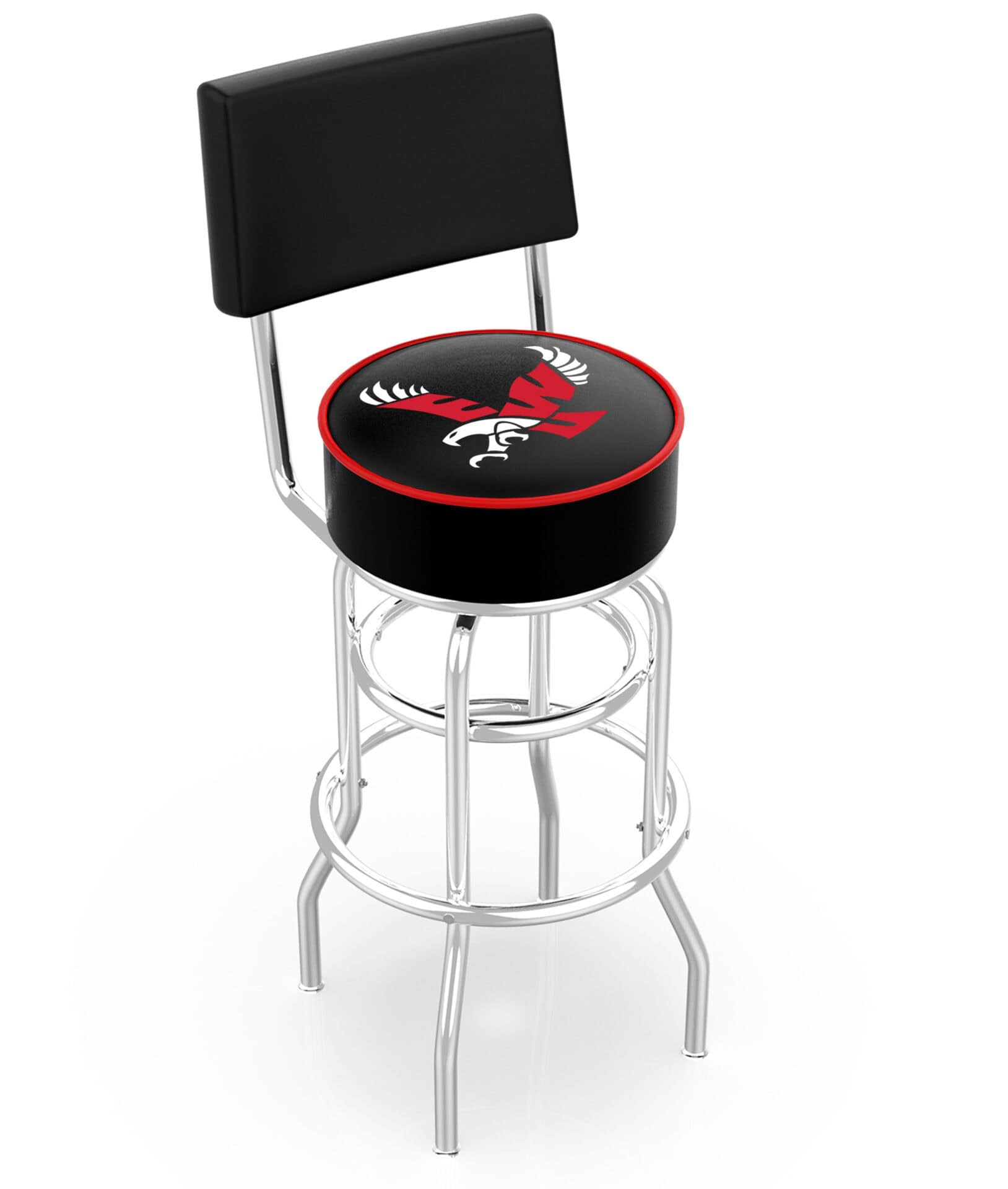 Eastern Washington University 25-Inch Swivel Counter Stool w/ Chrome Finish, Double-Ring Base, Cushioned Back, 5-Inch Cushion Seat 1 Eastern Washington University 25-Inch Swivel Counter Stool w/ Chrome Finish, Double-Ring Base, Cushioned Back, 5-Inch Cushion Seat