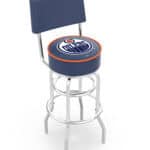 Edmonton Oilers 30-Inch Swivel Bar Stool w/ Chrome Finish, Double-Ring Base, Cushioned Back, 5-Inch Cushion Seat 3 Edmonton Oilers 30-Inch Swivel Bar Stool w/ Chrome Finish, Double-Ring Base, Cushioned Back, 5-Inch Cushion Seat