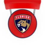 Florida Panthers 30-Inch Swivel Bar Stool w/ Chrome Finish, Double-Ring Base, Cushioned Back, 5-Inch Cushion Seat