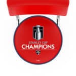 Florida Panthers - 2024 Stanley Cup 30-Inch Swivel Bar Stool w/ Chrome Finish, Double-Ring Base, Cushioned Back, 5-Inch Cushion Seat