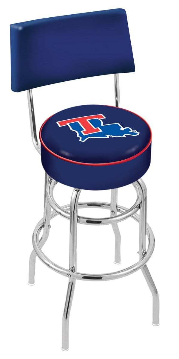 Louisiana Tech University 25-Inch Swivel Counter Stool w/ Chrome Finish, Double-Ring Base, Cushioned Back, 5-Inch Cushion Seat 1 Louisiana Tech University 25-Inch Swivel Counter Stool w/ Chrome Finish, Double-Ring Base, Cushioned Back, 5-Inch Cushion Seat