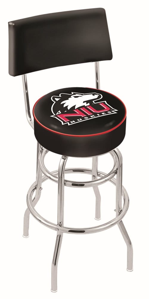 University of Northern Illinois 30-Inch Swivel Bar Stool w/ Chrome Finish, Double-Ring Base, Cushioned Back, 5-Inch Cushion Seat 1 University of Northern Illinois 30-Inch Swivel Bar Stool w/ Chrome Finish, Double-Ring Base, Cushioned Back, 5-Inch Cushion Seat