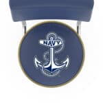 US Naval Academy 25-Inch Swivel Counter Stool w/ Chrome Finish, Double-Ring Base, Cushioned Back, 5-Inch Cushion Seat