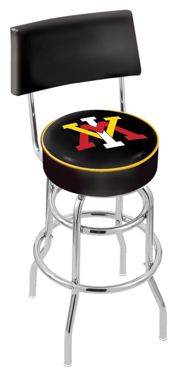 Virginia Military Institute 25-Inch Swivel Counter Stool w/ Chrome Finish, Double-Ring Base, Cushioned Back, 5-Inch Cushion Seat 1 Virginia Military Institute 25-Inch Swivel Counter Stool w/ Chrome Finish, Double-Ring Base, Cushioned Back, 5-Inch Cushion Seat