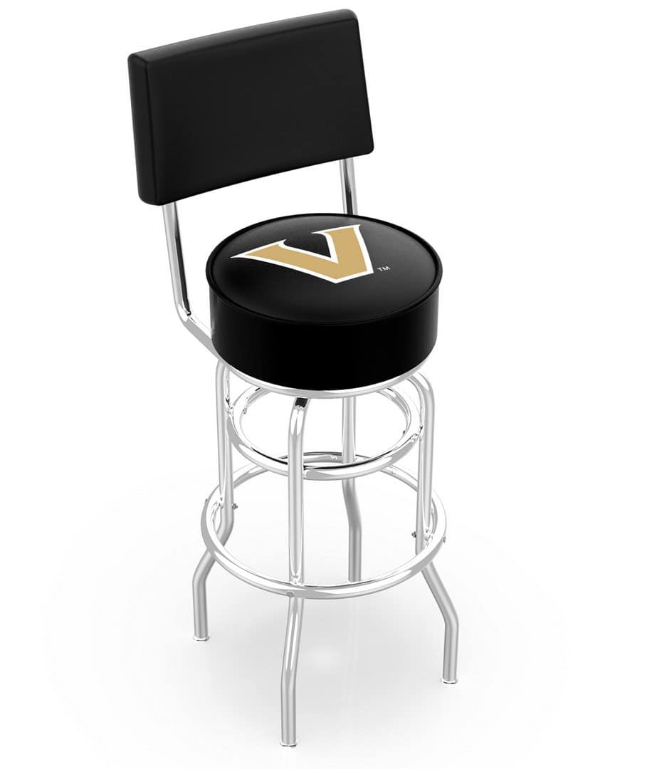 Vanderbilt University 25-Inch Swivel Counter Stool w/ Chrome Finish, Double-Ring Base, Cushioned Back, 5-Inch Cushion Seat 1 Vanderbilt University 25-Inch Swivel Counter Stool w/ Chrome Finish, Double-Ring Base, Cushioned Back, 5-Inch Cushion Seat