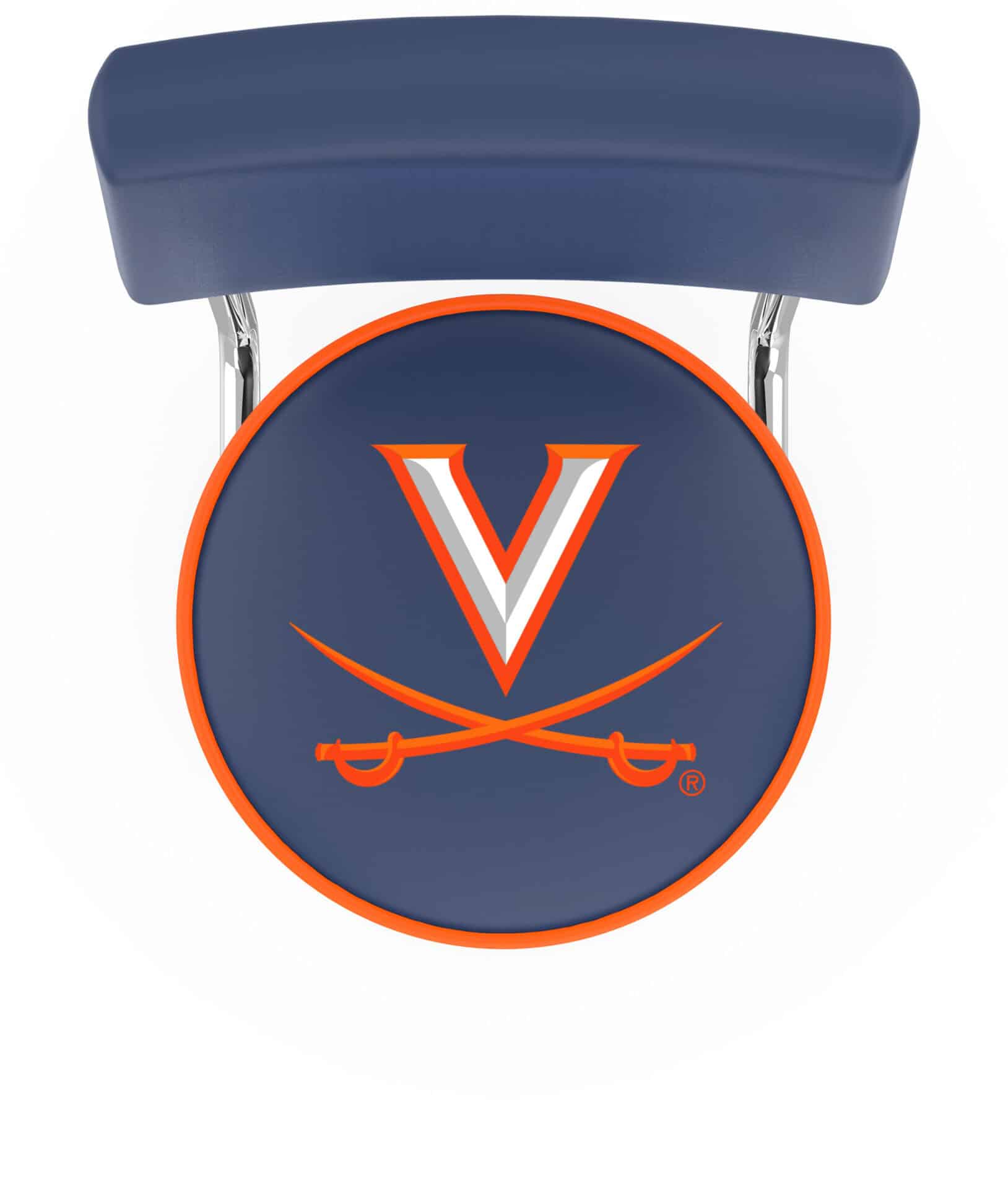 University of Virginia 25-Inch Swivel Counter Stool w/ Chrome Finish, Double-Ring Base, Cushioned Back, 5-Inch Cushion Seat 2 University of Virginia 25-Inch Swivel Counter Stool w/ Chrome Finish, Double-Ring Base, Cushioned Back, 5-Inch Cushion Seat - Image 2