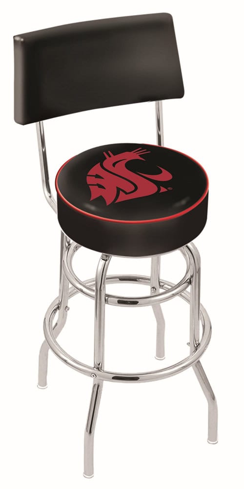 Washington State University 25-Inch Swivel Counter Stool w/ Chrome Finish, Double-Ring Base, Cushioned Back, 5-Inch Cushion Seat 1 Washington State University 25-Inch Swivel Counter Stool w/ Chrome Finish, Double-Ring Base, Cushioned Back, 5-Inch Cushion Seat
