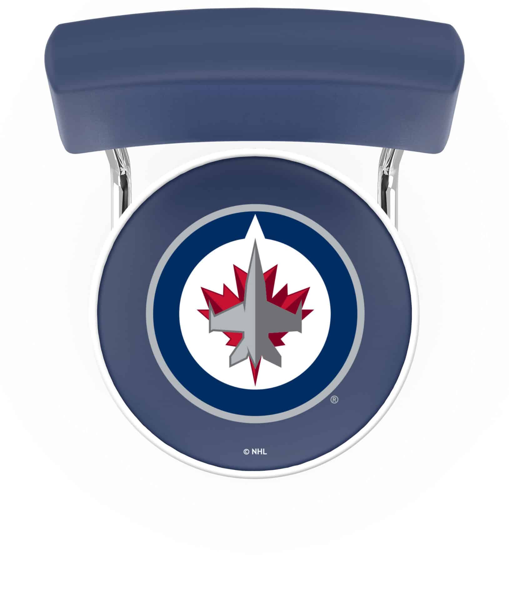 Winnipeg Jets 25-Inch Swivel Counter Stool w/ Chrome Finish, Double-Ring Base, Cushioned Back, 5-Inch Cushion Seat 2 Winnipeg Jets 25-Inch Swivel Counter Stool w/ Chrome Finish, Double-Ring Base, Cushioned Back, 5-Inch Cushion Seat - Image 2