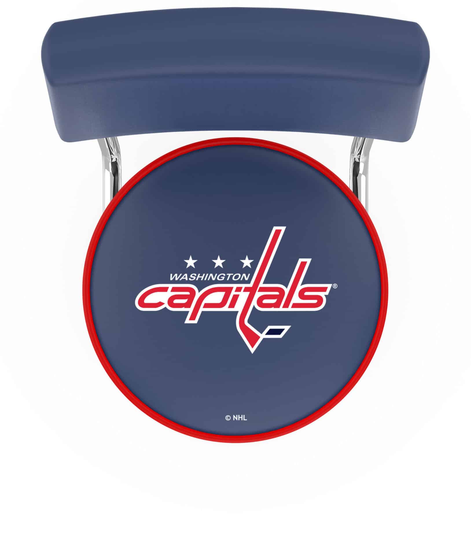 Washington Capitals 25-Inch Swivel Counter Stool w/ Chrome Finish, Double-Ring Base, Cushioned Back, 5-Inch Cushion Seat 2 Washington Capitals 25-Inch Swivel Counter Stool w/ Chrome Finish, Double-Ring Base, Cushioned Back, 5-Inch Cushion Seat - Image 2