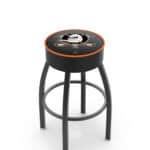 Anaheim Ducks 30-Inch Swivel Backless Bar Stool w/ Black Wrinkle Finish, Single-Ring Base, 5-Inch Scooped Cushion Seat
