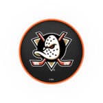 Anaheim Ducks 30-Inch Swivel Backless Bar Stool w/ Black Wrinkle Finish, Single-Ring Base, 5-Inch Scooped Cushion Seat