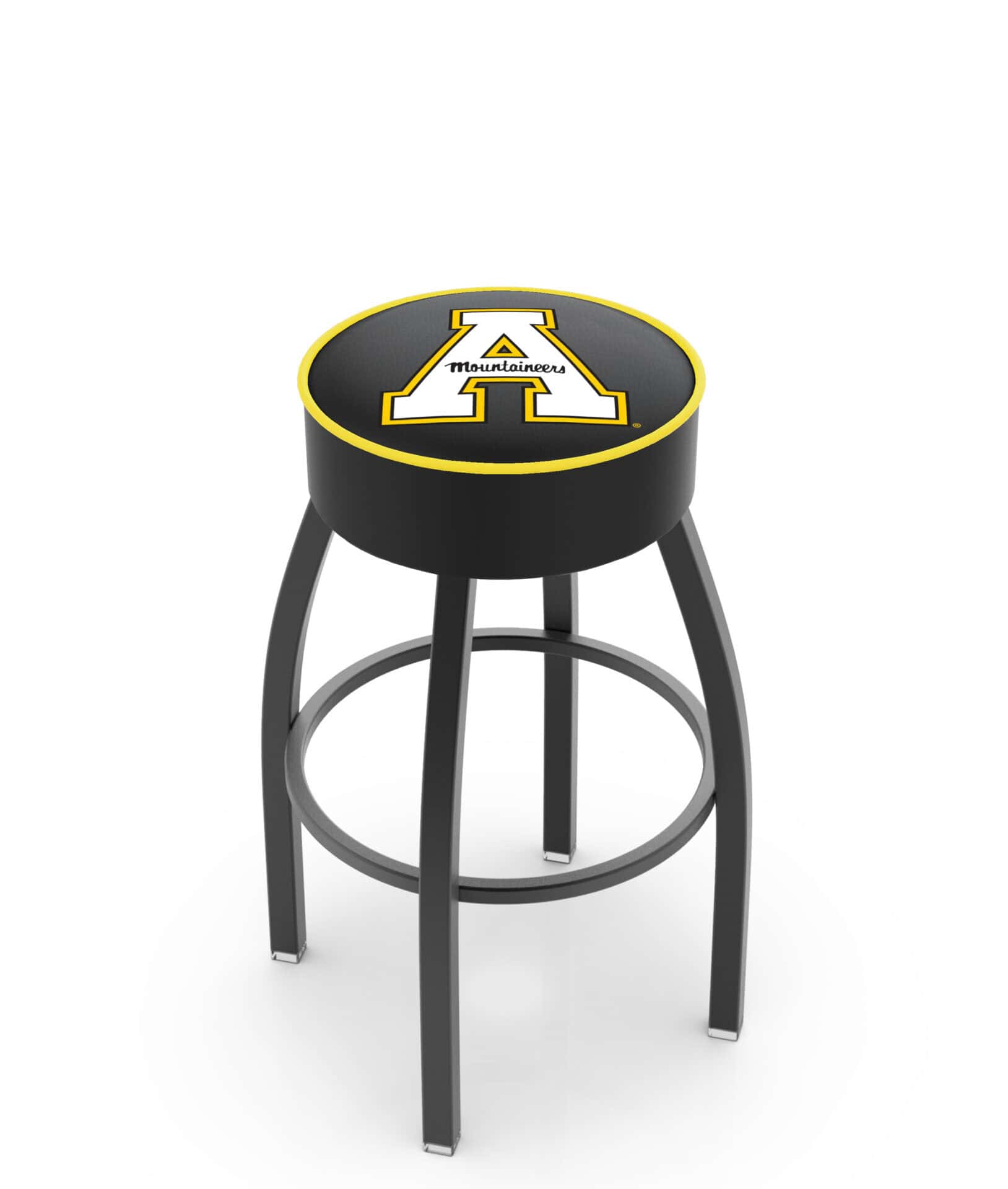 Appalachian State University 25-Inch Swivel Backless Counter Stool w/ Black Wrinkle Finish, Single-Ring Base, 5-Inch Scooped Cushion Seat 1 Appalachian State University 25-Inch Swivel Backless Counter Stool w/ Black Wrinkle Finish, Single-Ring Base, 5-Inch Scooped Cushion Seat