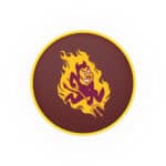 Arizona State University 25-Inch Swivel Backless Counter Stool w/ Black Wrinkle Finish, Single-Ring Base, 5-Inch Scooped Cushion Seat (Sparky Logo)