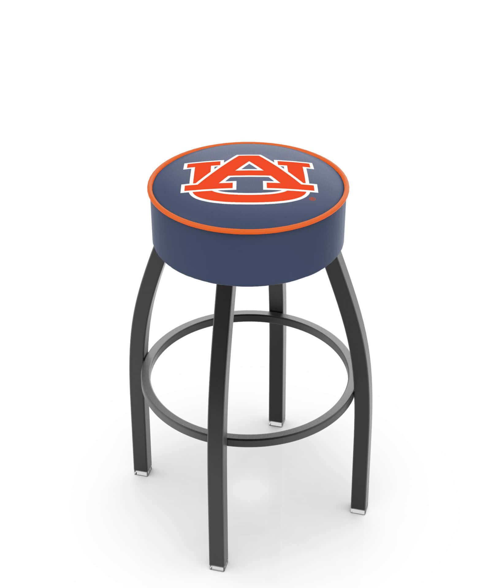 Auburn University 25-Inch Swivel Backless Counter Stool w/ Black Wrinkle Finish, Single-Ring Base, 5-Inch Scooped Cushion Seat 1 Auburn University 25-Inch Swivel Backless Counter Stool w/ Black Wrinkle Finish, Single-Ring Base, 5-Inch Scooped Cushion Seat