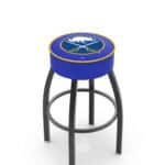Buffalo Sabres 30-Inch Swivel Backless Bar Stool w/ Black Wrinkle Finish, Single-Ring Base, 5-Inch Scooped Cushion Seat