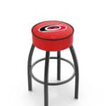 Carolina Hurricanes 30-Inch Swivel Backless Bar Stool w/ Black Wrinkle Finish, Single-Ring Base, 5-Inch Scooped Cushion Seat