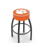 Clemson University 25-Inch Swivel Backless Counter Stool w/ Black Wrinkle Finish, Single-Ring Base, 5-Inch Scooped Cushion Seat