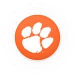 Clemson University 25-Inch Swivel Backless Counter Stool w/ Black Wrinkle Finish, Single-Ring Base, 5-Inch Scooped Cushion Seat