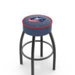 Columbus Blue Jackets 30-Inch Swivel Backless Bar Stool w/ Black Wrinkle Finish, Single-Ring Base, 5-Inch Scooped Cushion Seat 3 Columbus Blue Jackets 30-Inch Swivel Backless Bar Stool w/ Black Wrinkle Finish, Single-Ring Base, 5-Inch Scooped Cushion Seat
