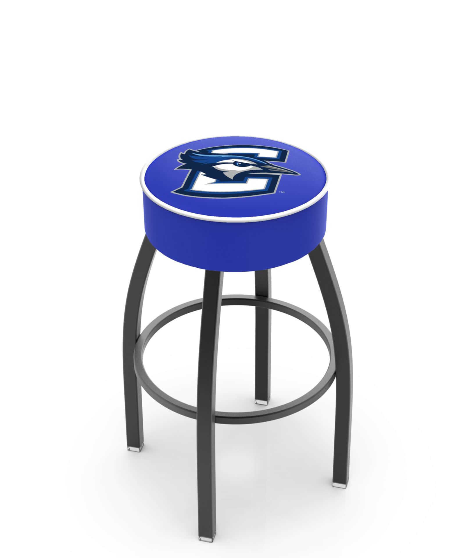 Creighton University 25-Inch Swivel Backless Counter Stool w/ Black Wrinkle Finish, Single-Ring Base, 5-Inch Scooped Cushion Seat 1 Creighton University 25-Inch Swivel Backless Counter Stool w/ Black Wrinkle Finish, Single-Ring Base, 5-Inch Scooped Cushion Seat