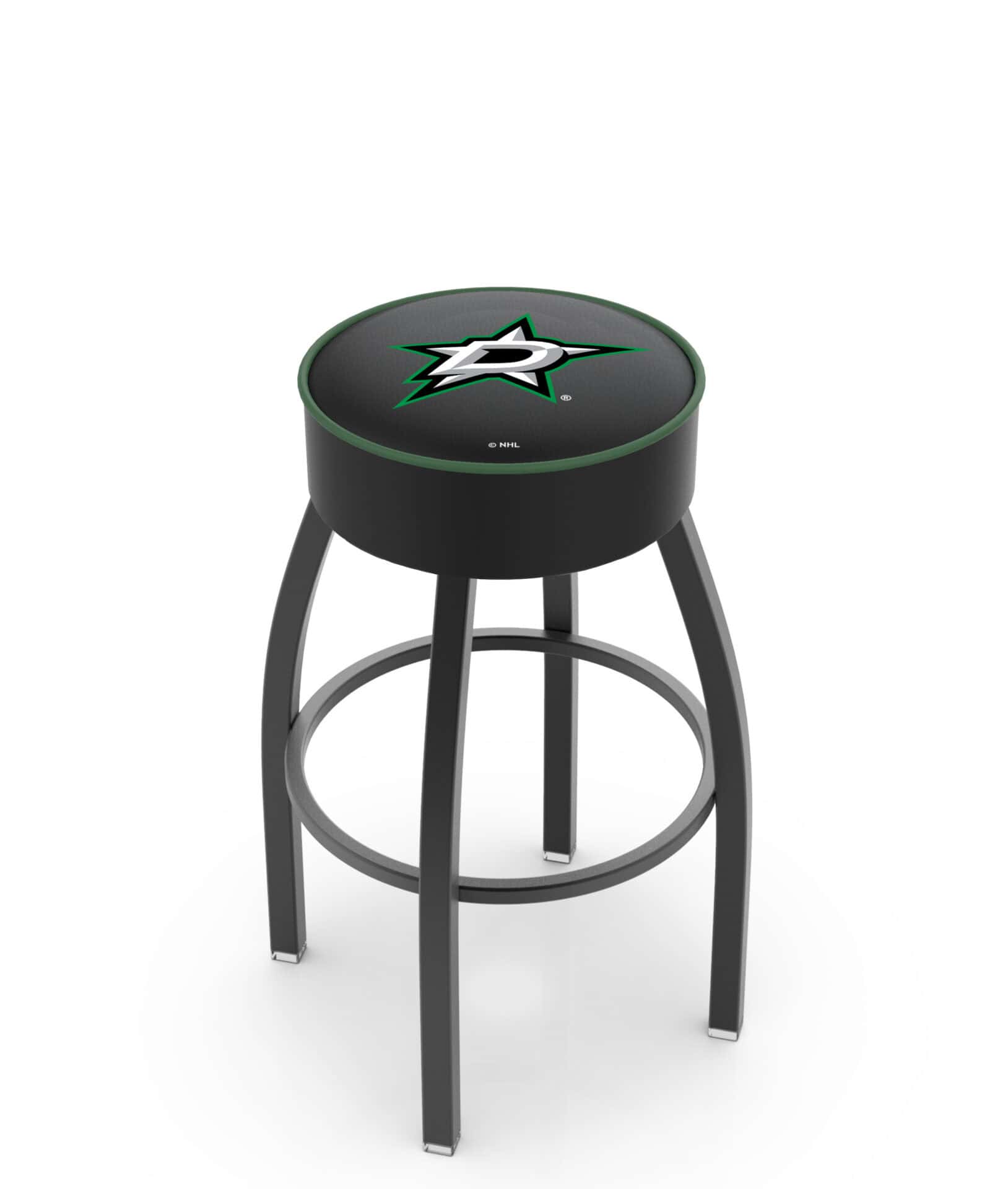Dallas Stars 30-Inch Swivel Backless Bar Stool w/ Black Wrinkle Finish, Single-Ring Base, 5-Inch Scooped Cushion Seat 1 Dallas Stars 30-Inch Swivel Backless Bar Stool w/ Black Wrinkle Finish, Single-Ring Base, 5-Inch Scooped Cushion Seat