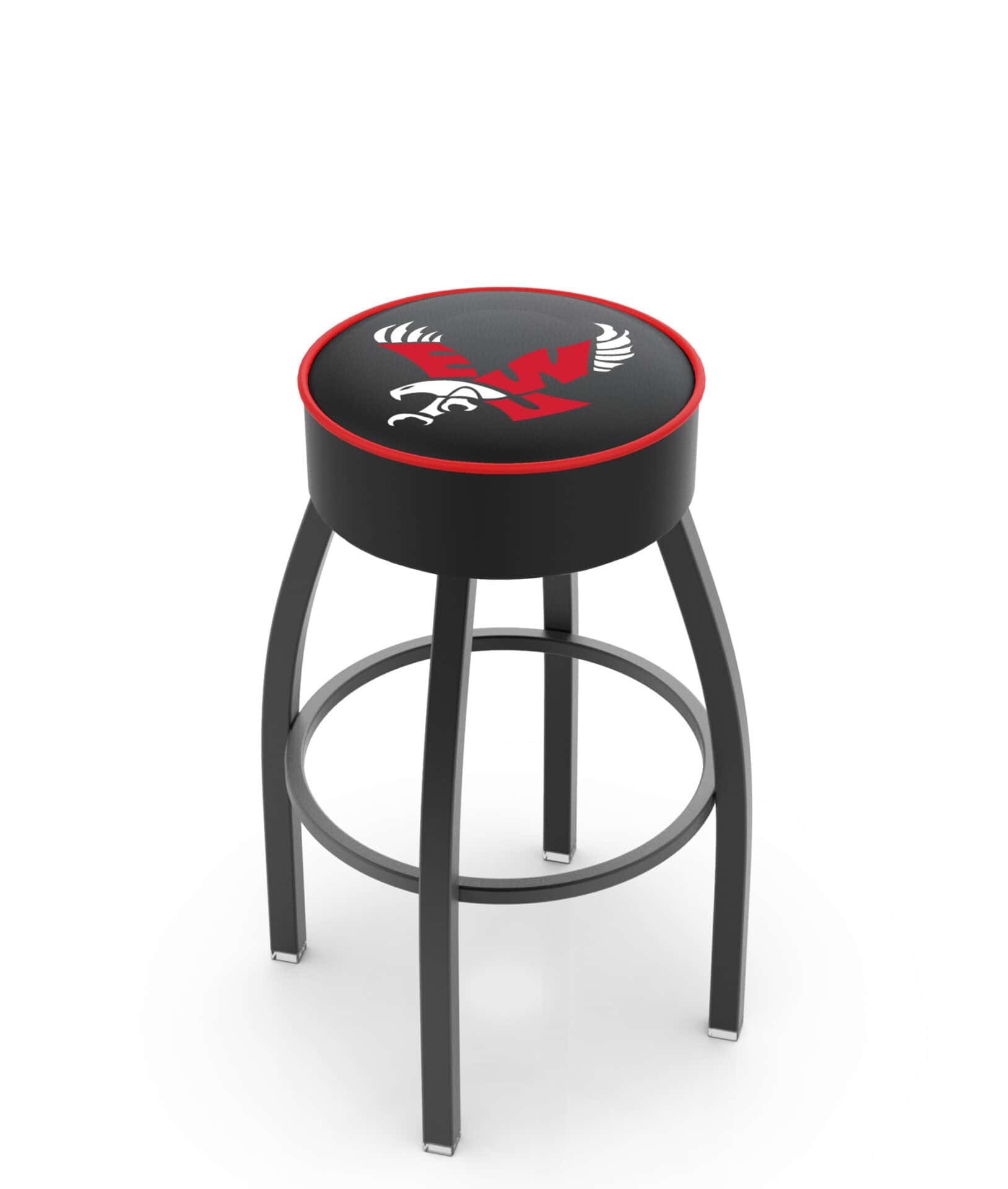 Eastern Washington University 30-Inch Swivel Backless Bar Stool w/ Black Wrinkle Finish, Single-Ring Base, 5-Inch Scooped Cushion Seat 1 Eastern Washington University 30-Inch Swivel Backless Bar Stool w/ Black Wrinkle Finish, Single-Ring Base, 5-Inch Scooped Cushion Seat