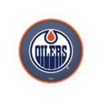 Edmonton Oilers 30-Inch Swivel Backless Bar Stool w/ Black Wrinkle Finish, Single-Ring Base, 5-Inch Scooped Cushion Seat 4 Edmonton Oilers 30-Inch Swivel Backless Bar Stool w/ Black Wrinkle Finish, Single-Ring Base, 5-Inch Scooped Cushion Seat